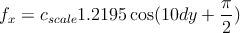 fx = cscale1.2195 cos(10dy +  π)
                            2
